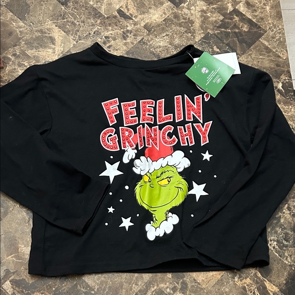 NEW 🆕 Feelin' Grinchy Black Kids Shirt size 6 years The Grinch Christmas